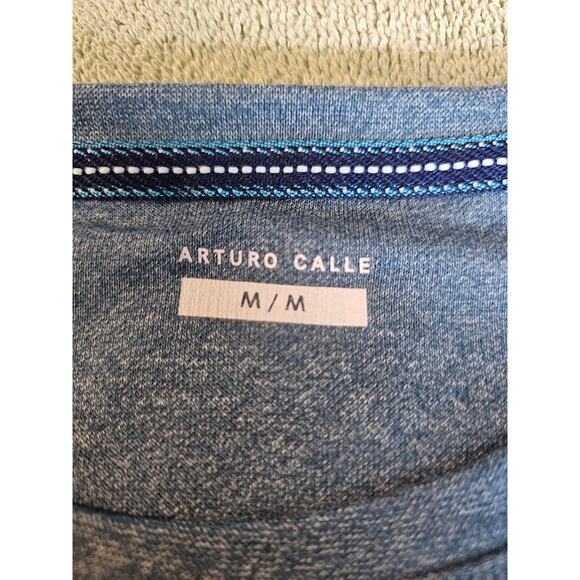 Arturo Calle Mens Blue Long Sleeve Round Neck T-Shirt Size Medium - Picture 4 of 7